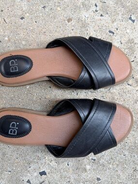 bp Black Crisscross Slide Sandals